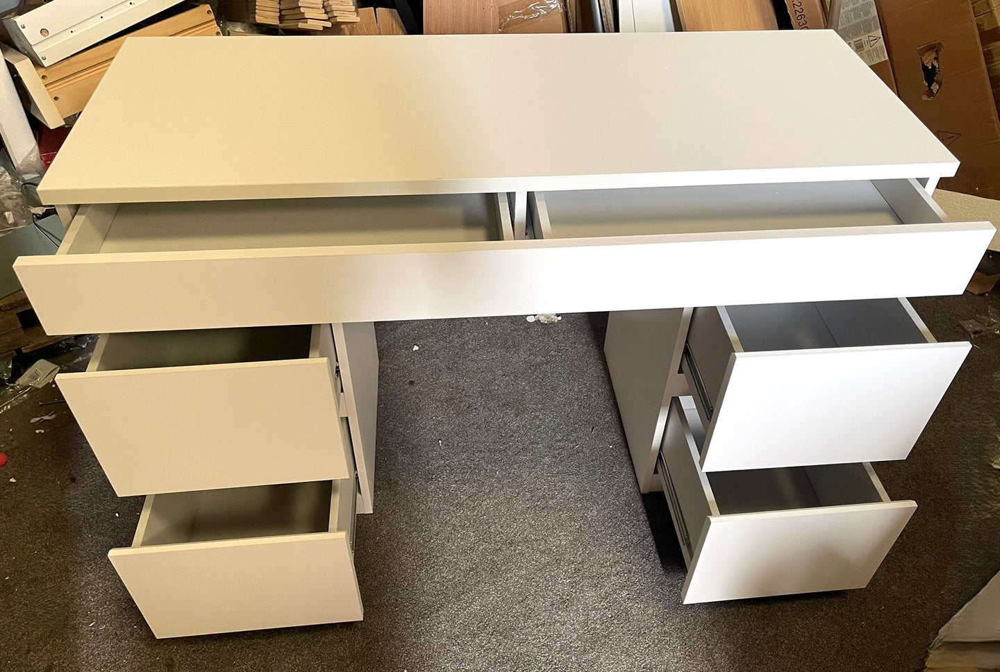 Assembled Jenson 5 Drawer Dressing Table - Matte White